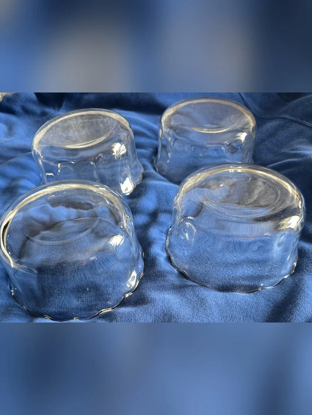 VTG Anchor Hocking Clear Glass Scalloped Bowls 10oz Custard Cups 4.75